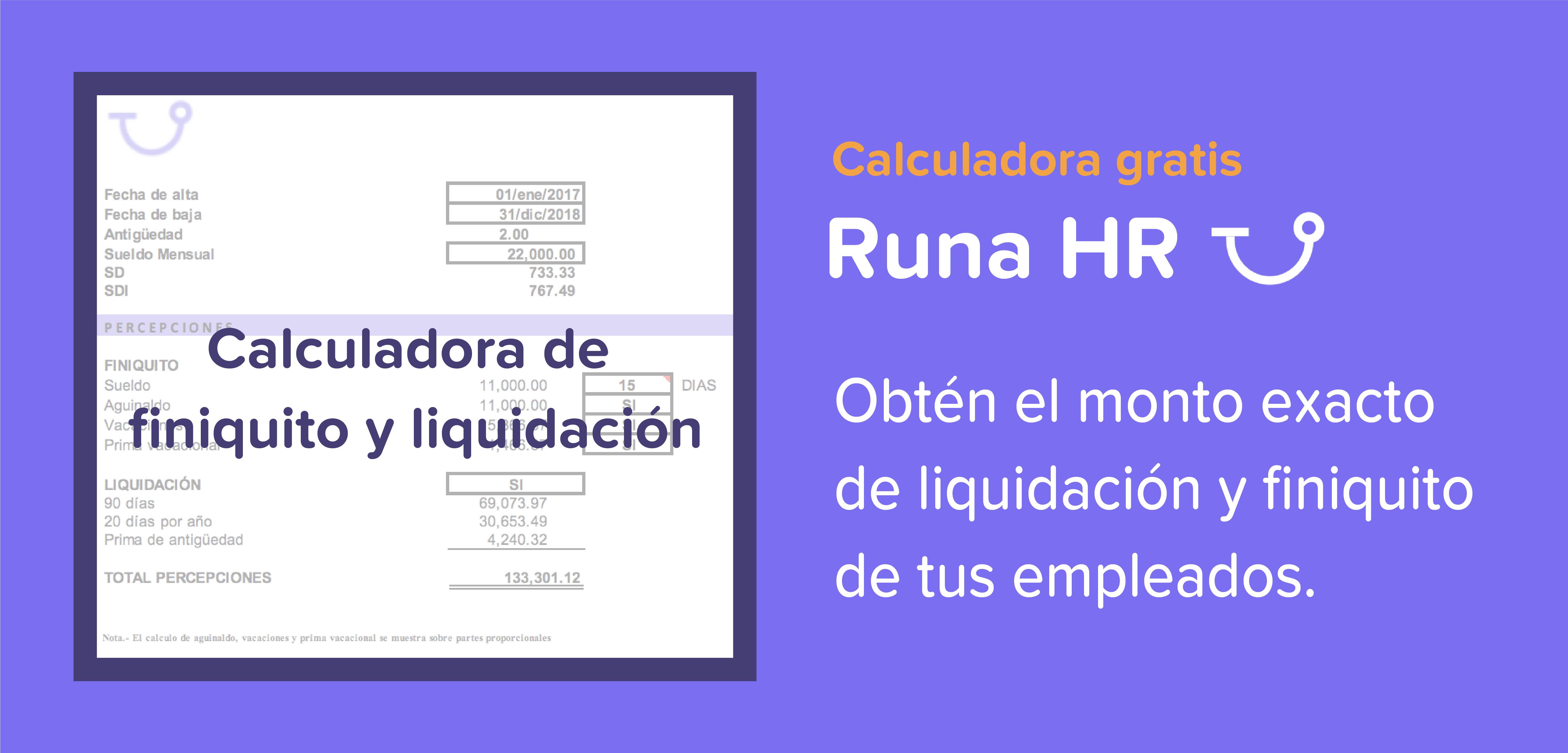 runa hr cálculo de nómina finiquito o liquidación calculadora nomina